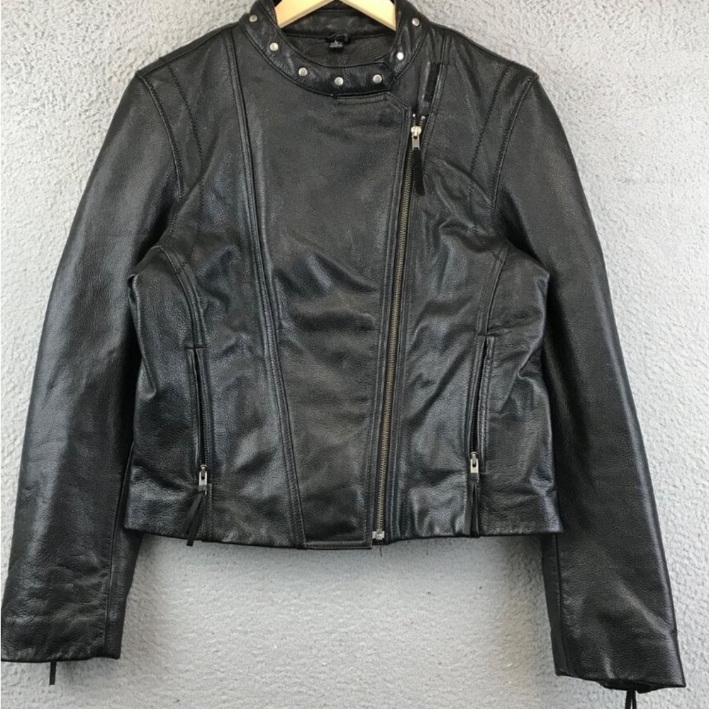 FMC 100% Leather Motorcycle Jacket with silver studs